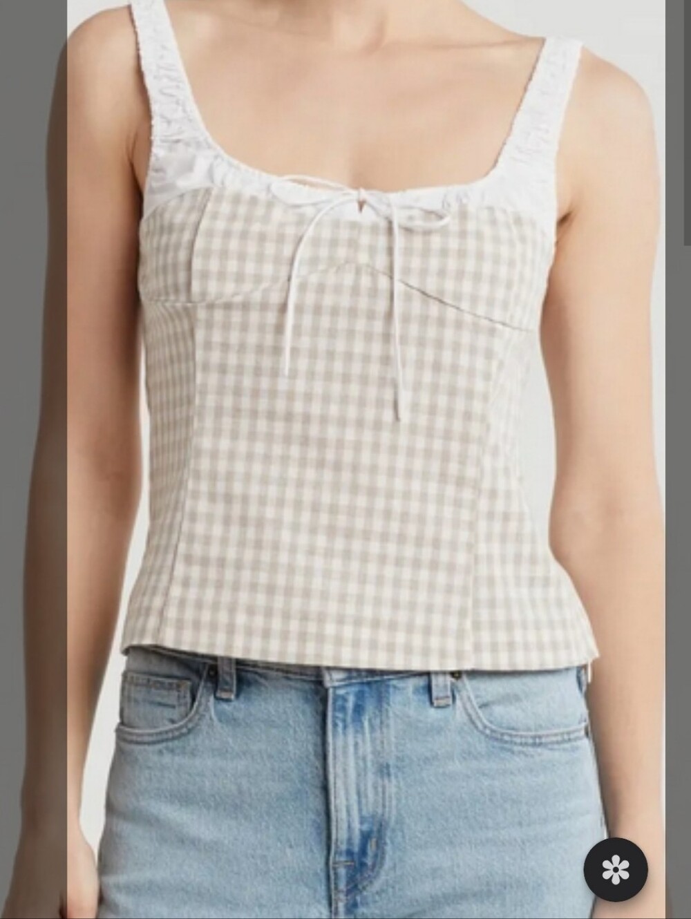 Elodie Gingham Tank Top, Size L, NWT, Discreet Zipper On Side